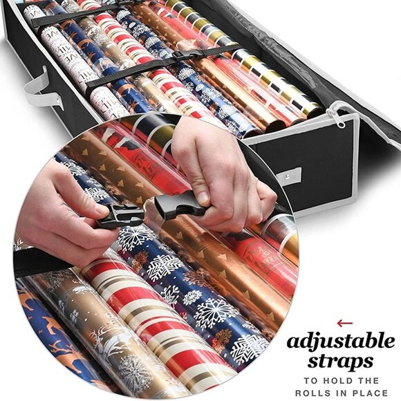NEW Gift Wrap Organizer, Christmas Wrapping Paper Storage Bag w/Useful Pockets - Picture 4 of 8
